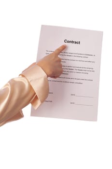 General director showing a contract for her partner