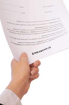 The managing director giving her partner a contract for signing