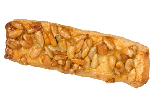Cookie with sunflower seeds, isolated on white background