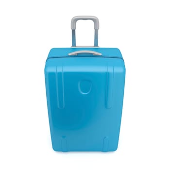 Blue travel bag on white background