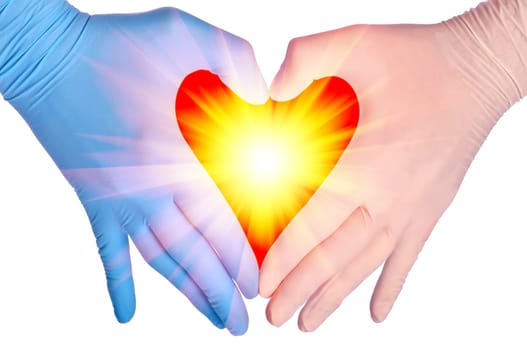 cardiologist in blue gloves saving life of all his patients