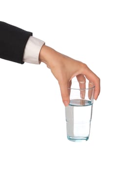 woman giving a glass with water to patient
