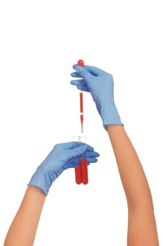 Doctor research a sample of blood for vaccine
