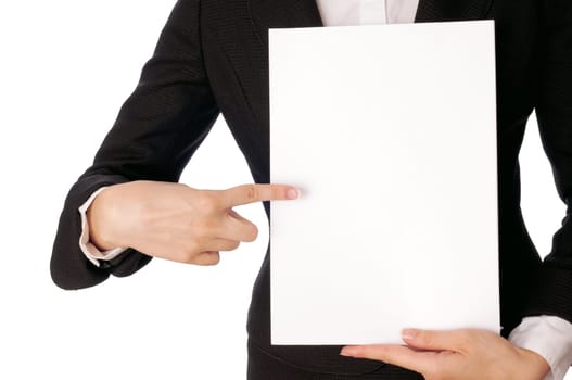 The new worker holds the white blank paper in the hand