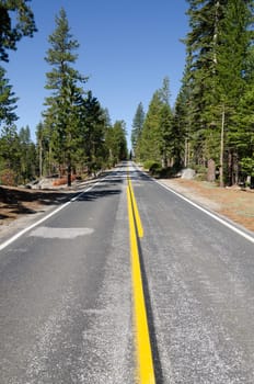 road in the mountains in Yosemite National Park in California in the United States of America