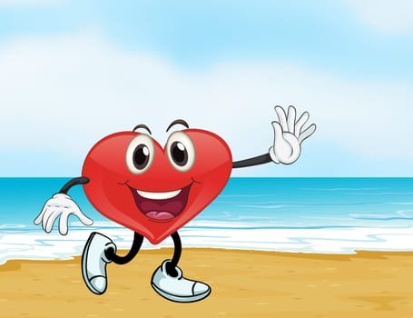 illustration of an ocean and a heart in a beautiful nature