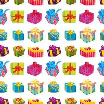 illustration of various gift boxes on a white background