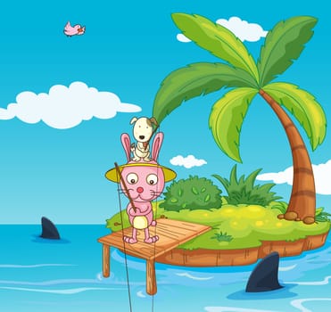 illustration of an island in a beautiful nature