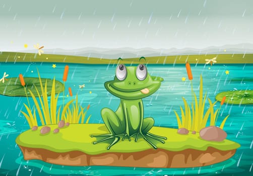 illustration of a frog and a water on a white background