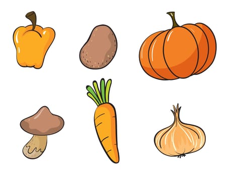 illustration of various vegetables on a white background