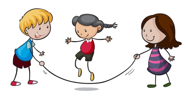 illustration of playing kids on a white background