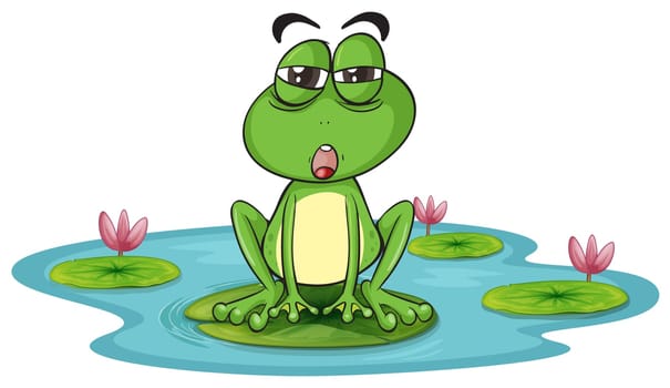 illustration of a frog and a water on a white background