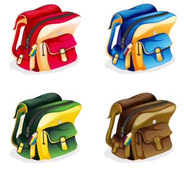 illustration of school bags on a white background