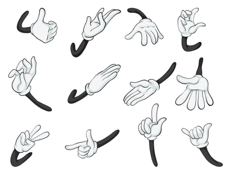 illustration of various hands on a white background