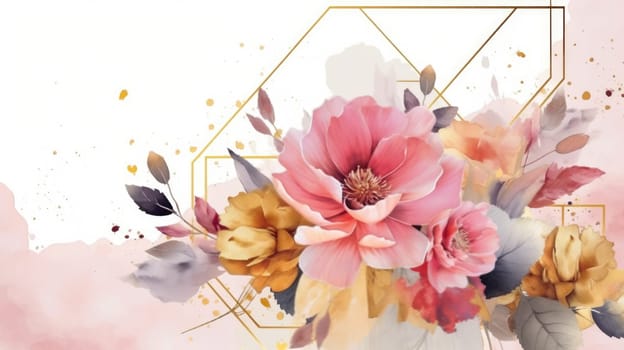 Watercolor abstract design for background of wedding or buzzy social media banner generative AI