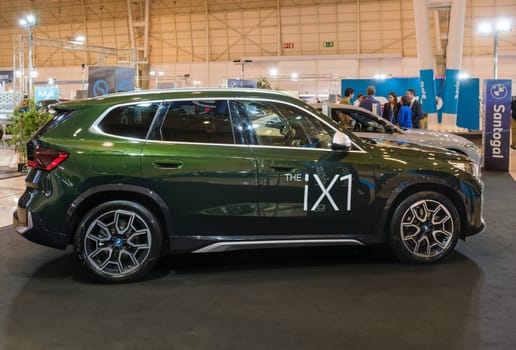 Lisbon, Portugal - May 12, 2023: BMW iX1 electric car on display at ECAR SHOW - Hybrid and Electric Motor Show