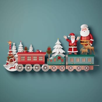 Christmas banner with Santa. Sticker Background. Generative AI.