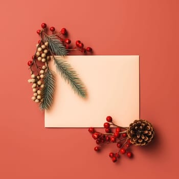 Christmas greeting card. Christmas or new year Background. Generative AI.