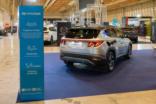 Lisbon, Portugal - May 12, 2023: Hyundai Tucson Phev hybrid car on display at ECAR SHOW - Hybrid and Electric Motor Show