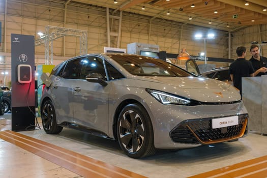 Lisbon, Portugal - May 12, 2023: Cupra Born car on display at ECAR SHOW - Hybrid and Electric Motor Show