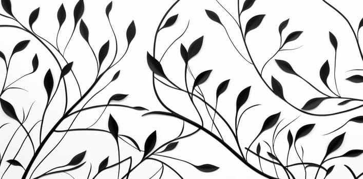 illustration plant ornament decoration pattern wallpaper floral ornate leaf curve white design flower curl vintage black baroque elegance swirl trendy. Generative AI.