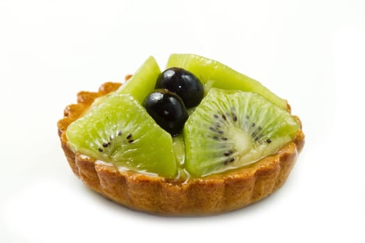 Fresh fruit tart on white background