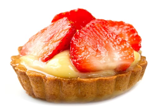 Fresh fruit tart on white background