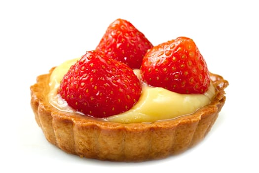 Fresh fruit tart on white background