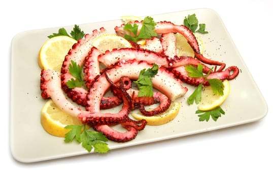 octopus salad with lemon and pepper