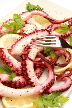 octopus salad with lemon and pepper