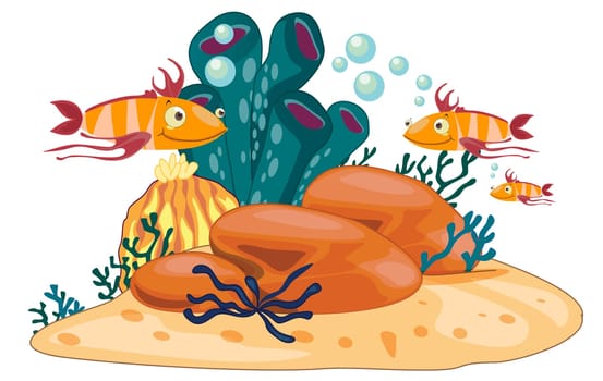coral reef scene illustration