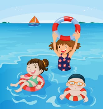 Kids playing at the beach