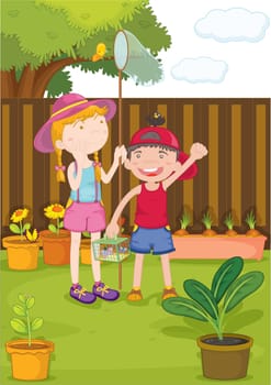 illustration of a kids on a white background