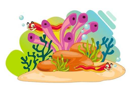 illustration of a sea animals on a white background