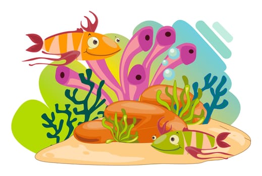illustration of a sea animals on a white background