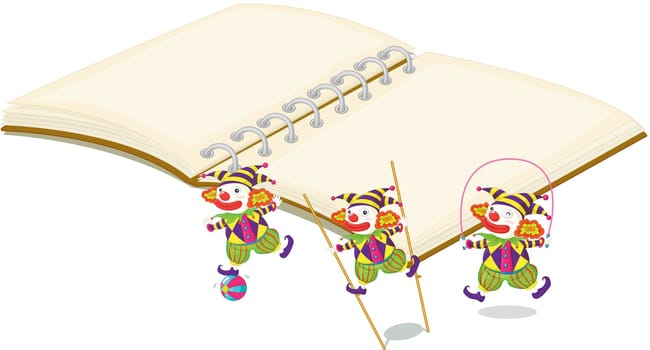Illustration of clowns on white