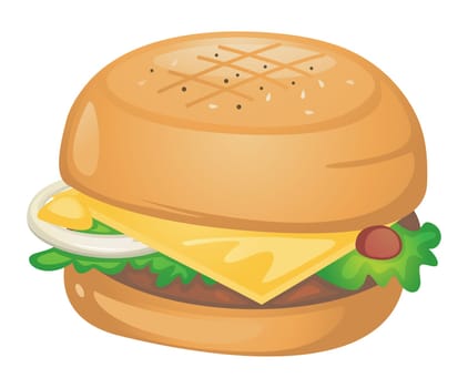 Illustration of a burger on white