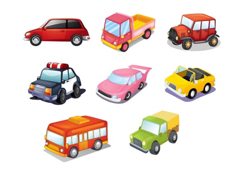 Illustration of cars isolated on white