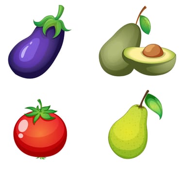 Illustration of fruits and vegetable on a white background