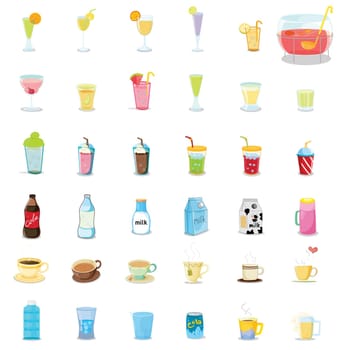 Illustration of mixed drinks on white