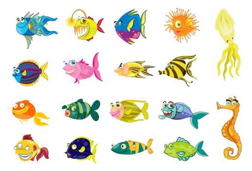 Illustration of a collection of fish
