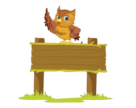 Illustration of an owl on a blank sign