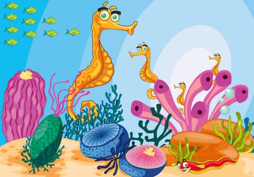illustration of a sea animals on a white background