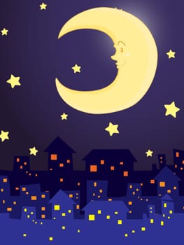night scene illustration with stars