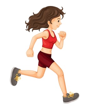 training by jogging on white background