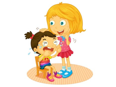 Illustration of a girl crying