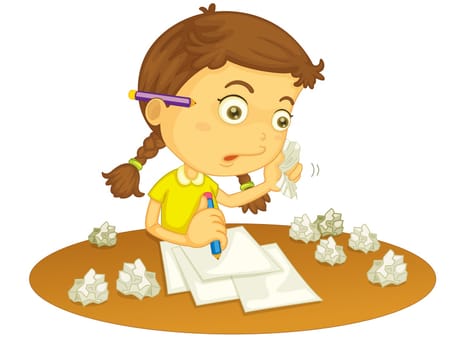 Illustration of a girl writing