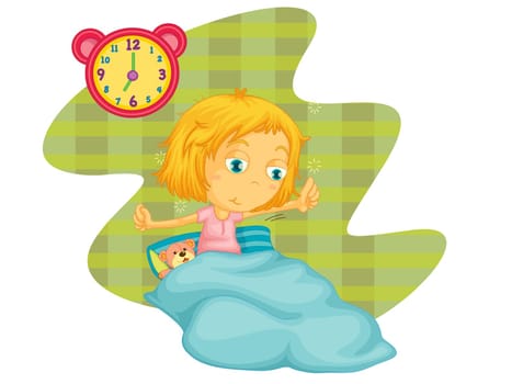 Illustration of a child waking