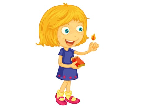 Illustration of a girl lighting a match