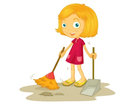 Illustration of a child sweeping